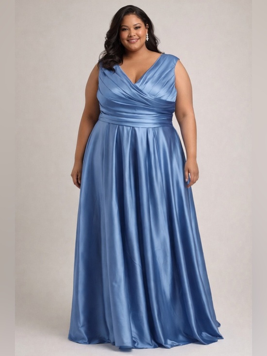 Missacc Dresses & Skirts - Missacc Elegant Blue Satin Dress